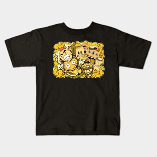 Yellow graffiti cartoon characters Kids T-Shirt